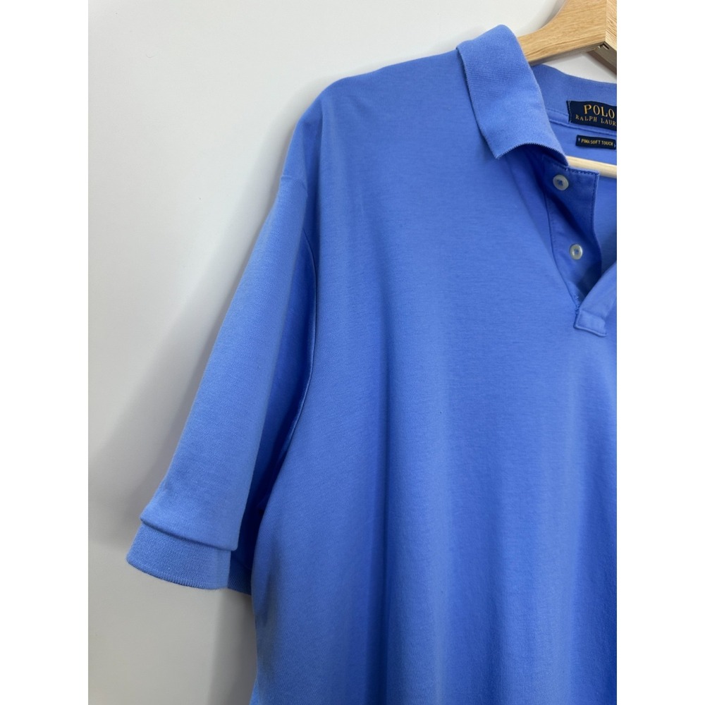 Polo Ralph Lauren Pima Soft Touch Cotton Shirt Mens XL Blue Rugby Pony Stretch - Picture 3 of 10